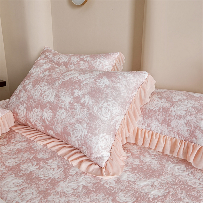 91家纺网 家纺一手货源 找家纺 喜梦缘家纺 2026新款PE冰豆豆冰丝床裙款凉席席子-玫瑰系列 红玫瑰