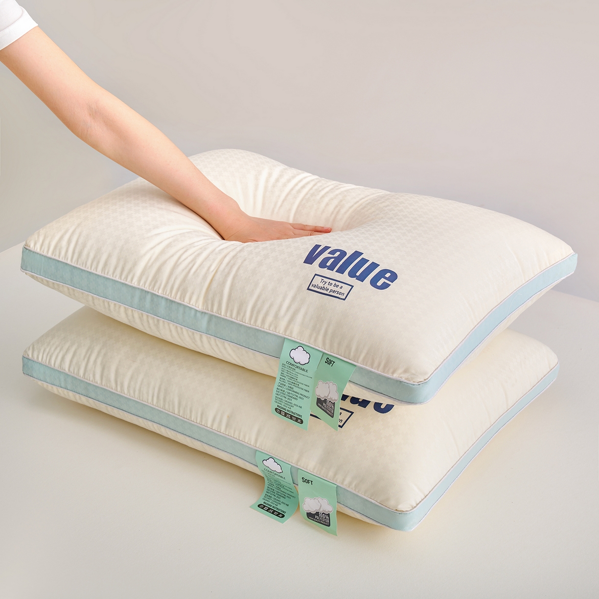 91家纺网 家纺一手货源 找家纺 （总）梦叶草 2026新款Value云朵华夫格酒店护颈决明子磁石枕头助睡眠枕芯