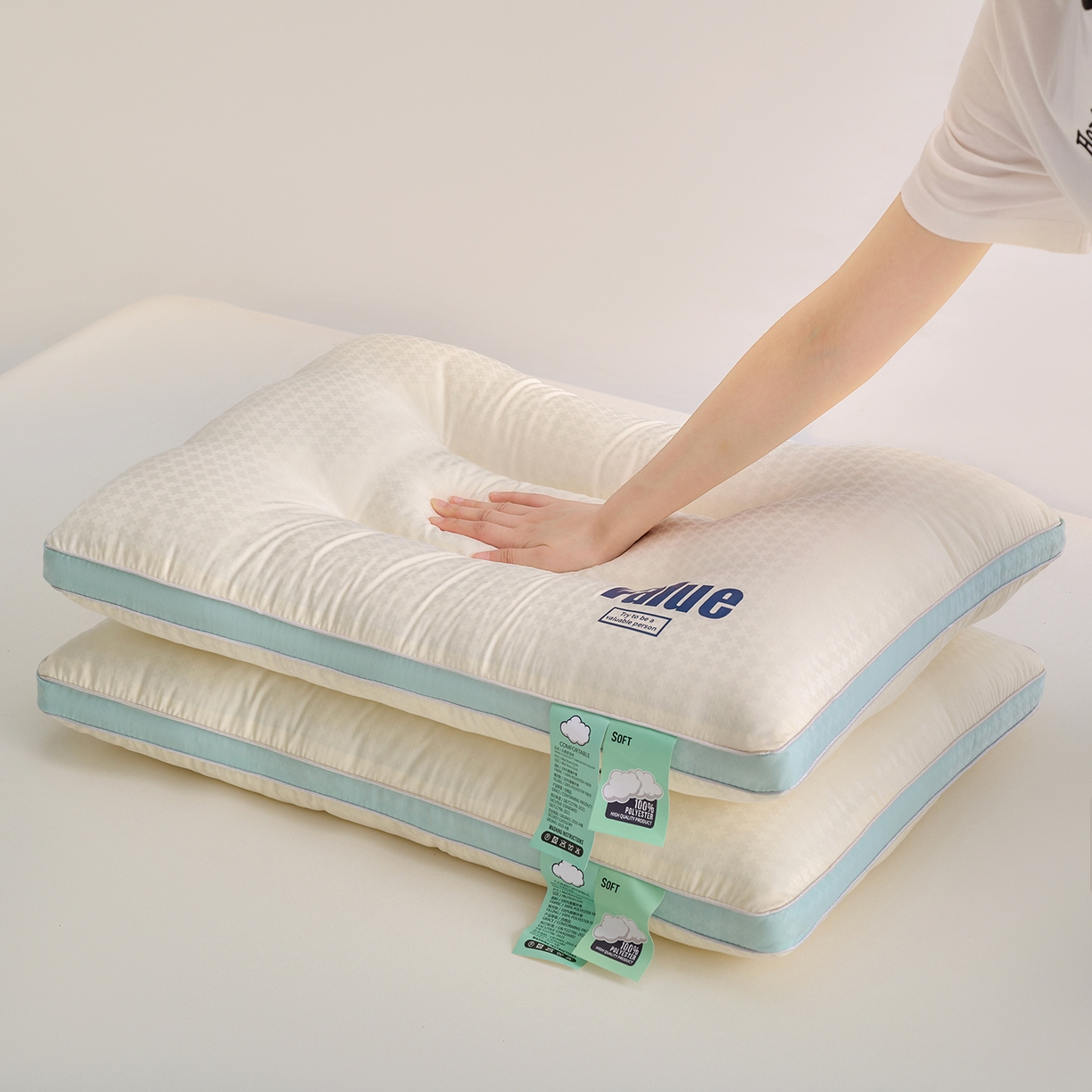 梦叶草 2026新款Value云朵华夫格酒店护颈决明子磁石枕头助睡眠枕芯 Value华夫格护颈枕
