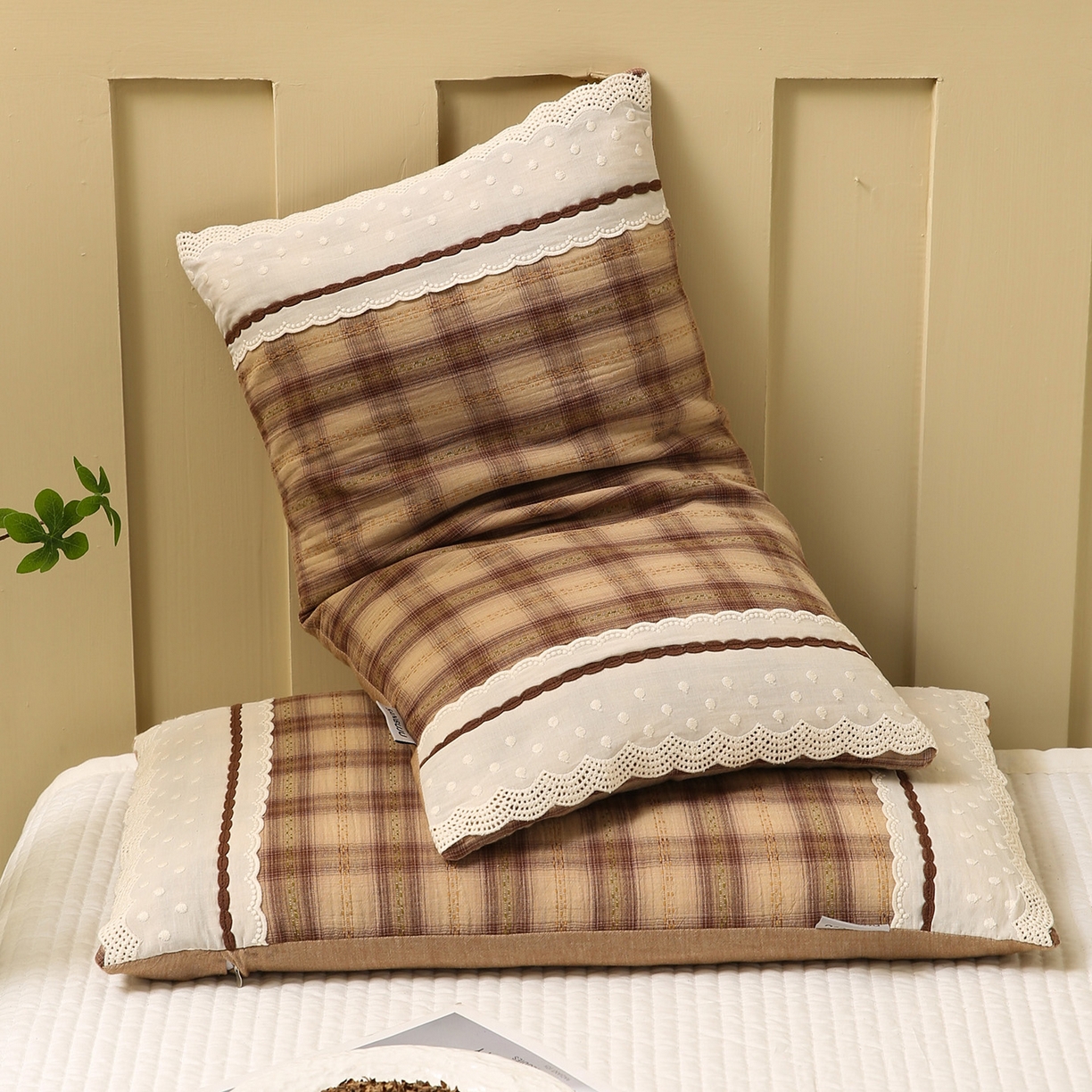 91家纺网 家纺一手货源 找家纺 梦叶草 2026新款全棉色织简约风条格荞麦枕芯 全棉色织简约条格荞麦枕-格调黄