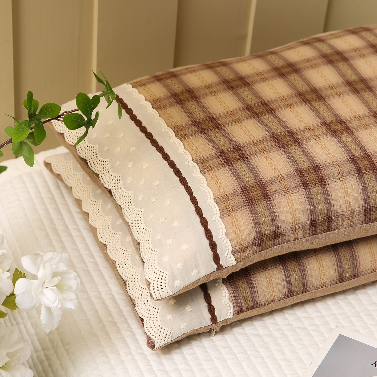 91家纺网 家纺一手货源 找家纺 梦叶草 2026新款全棉色织简约风条格荞麦枕芯 全棉色织简约条格荞麦枕-格调黄