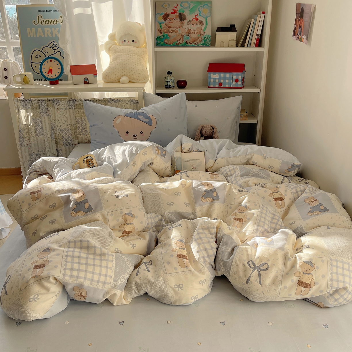 栩裕纺织 2026新款全棉数码印花四件套 呆呆熊