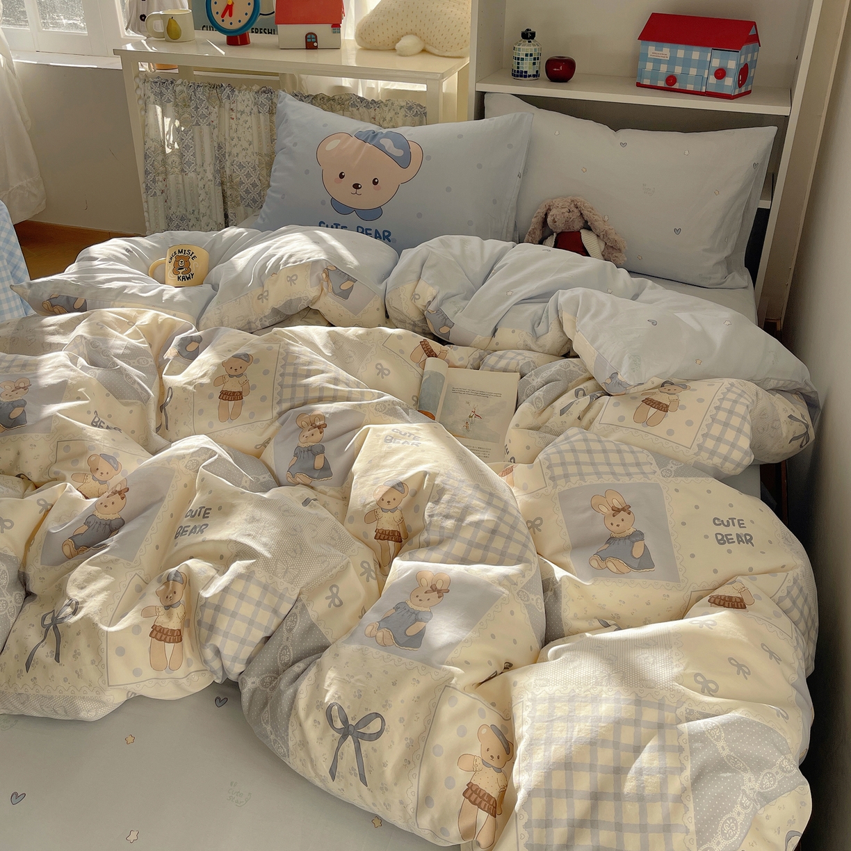 91家纺网 家纺一手货源 找家纺 栩裕纺织 2026新款全棉数码印花四件套 呆呆熊