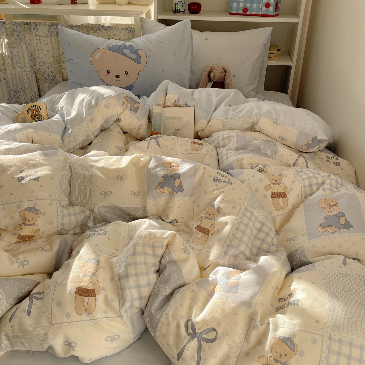 91家纺网 家纺一手货源 找家纺 栩裕纺织 2026新款全棉数码印花四件套 呆呆熊