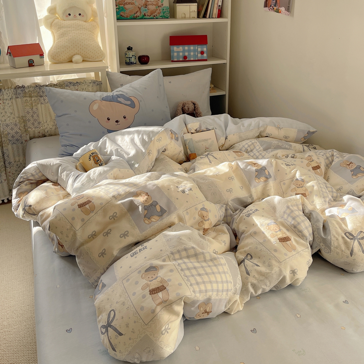 91家纺网 家纺一手货源 找家纺 栩裕纺织 2026新款全棉数码印花四件套 呆呆熊