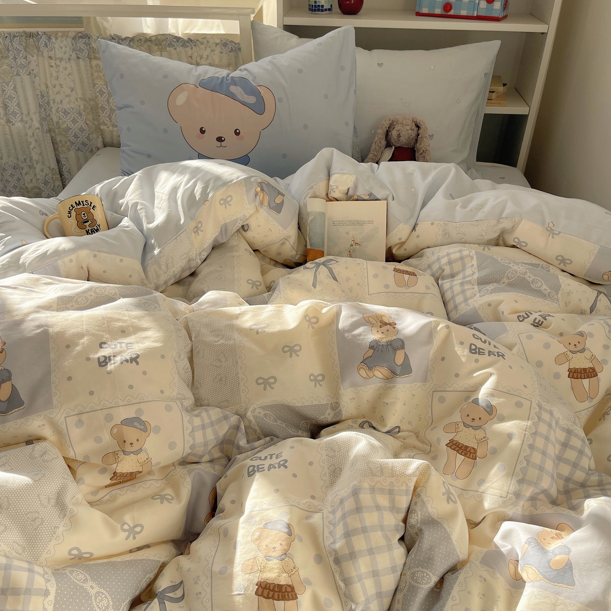 91家纺网 家纺一手货源 找家纺 栩裕纺织 2026新款全棉数码印花四件套 呆呆熊