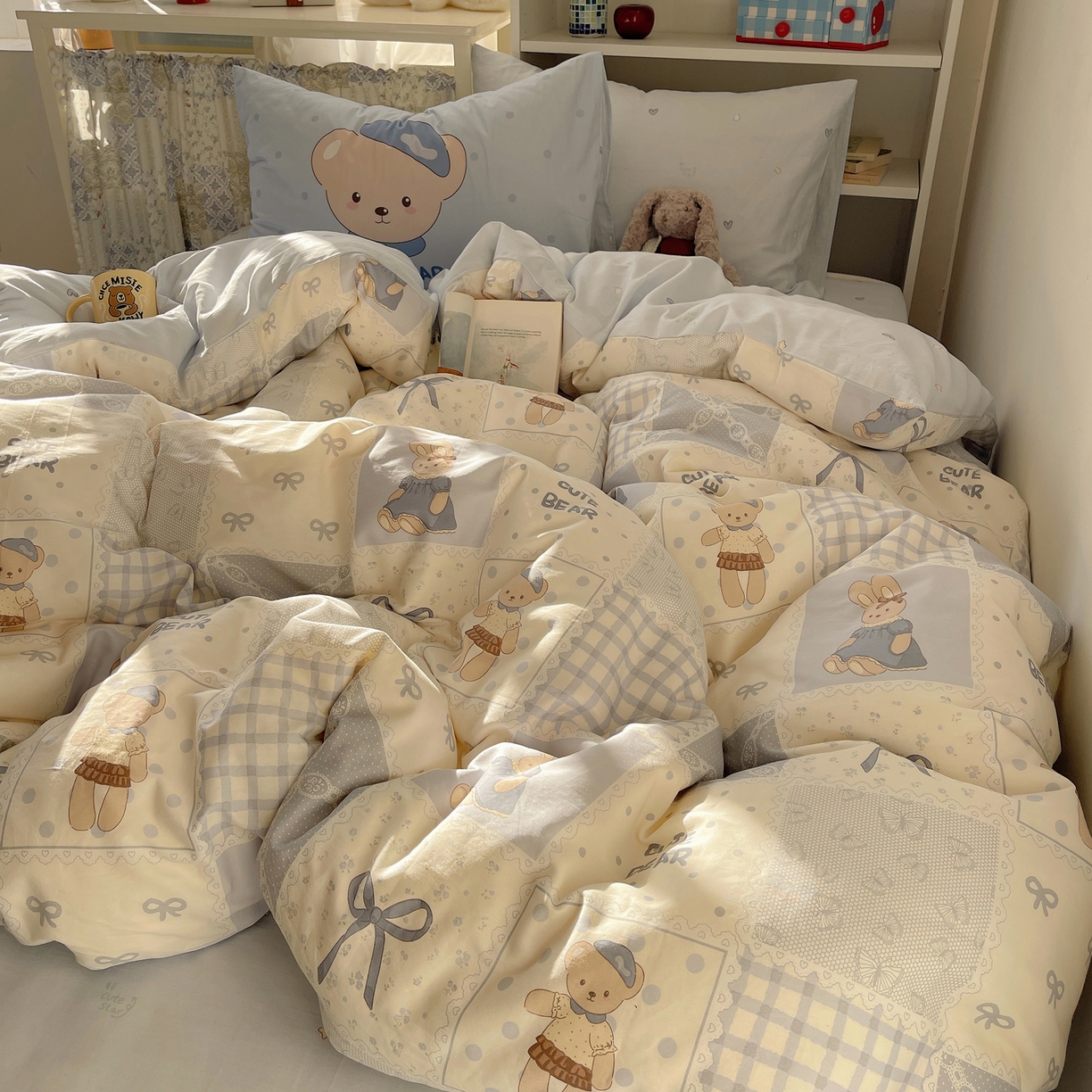 91家纺网 家纺一手货源 找家纺 栩裕纺织 2026新款全棉数码印花四件套 呆呆熊