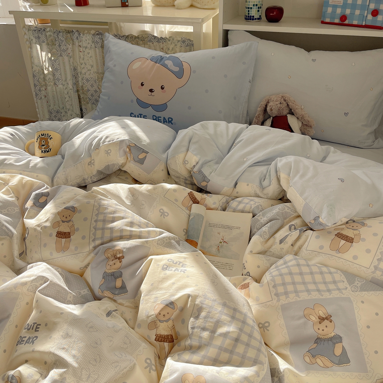 91家纺网 家纺一手货源 找家纺 栩裕纺织 2026新款全棉数码印花四件套 呆呆熊