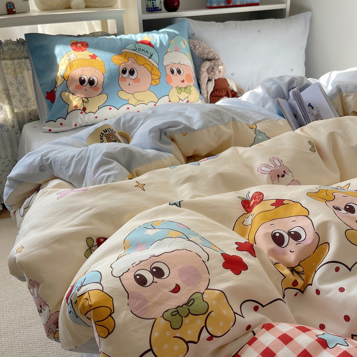 91家纺网 家纺一手货源 找家纺 栩裕纺织 2026新款全棉数码印花四件套 快乐伙伴