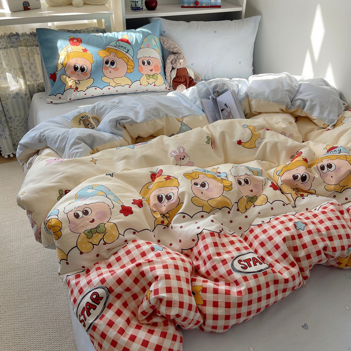 91家纺网 家纺一手货源 找家纺 栩裕纺织 2026新款全棉数码印花四件套 快乐伙伴