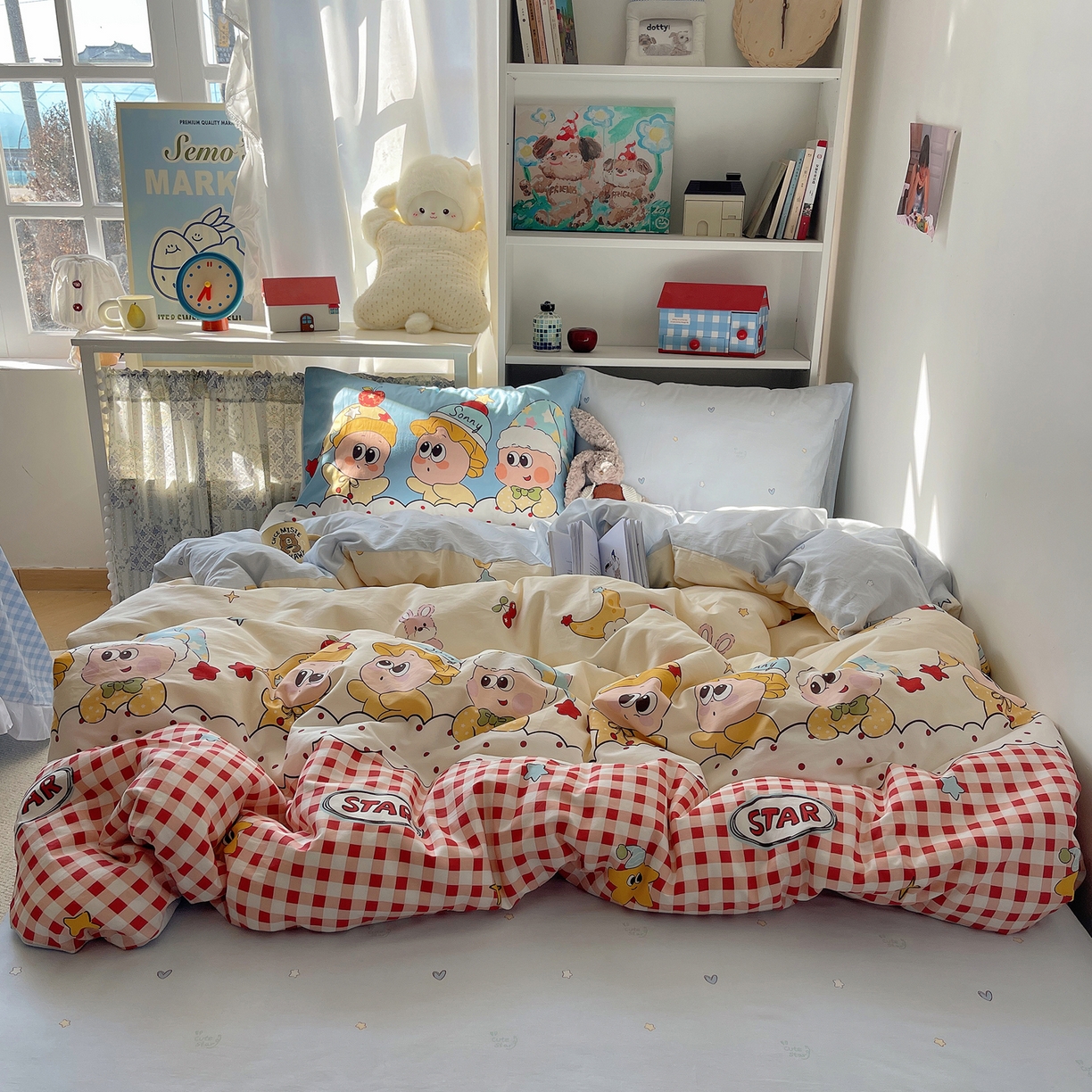 91家纺网 家纺一手货源 找家纺 栩裕纺织 2026新款全棉数码印花四件套 快乐伙伴