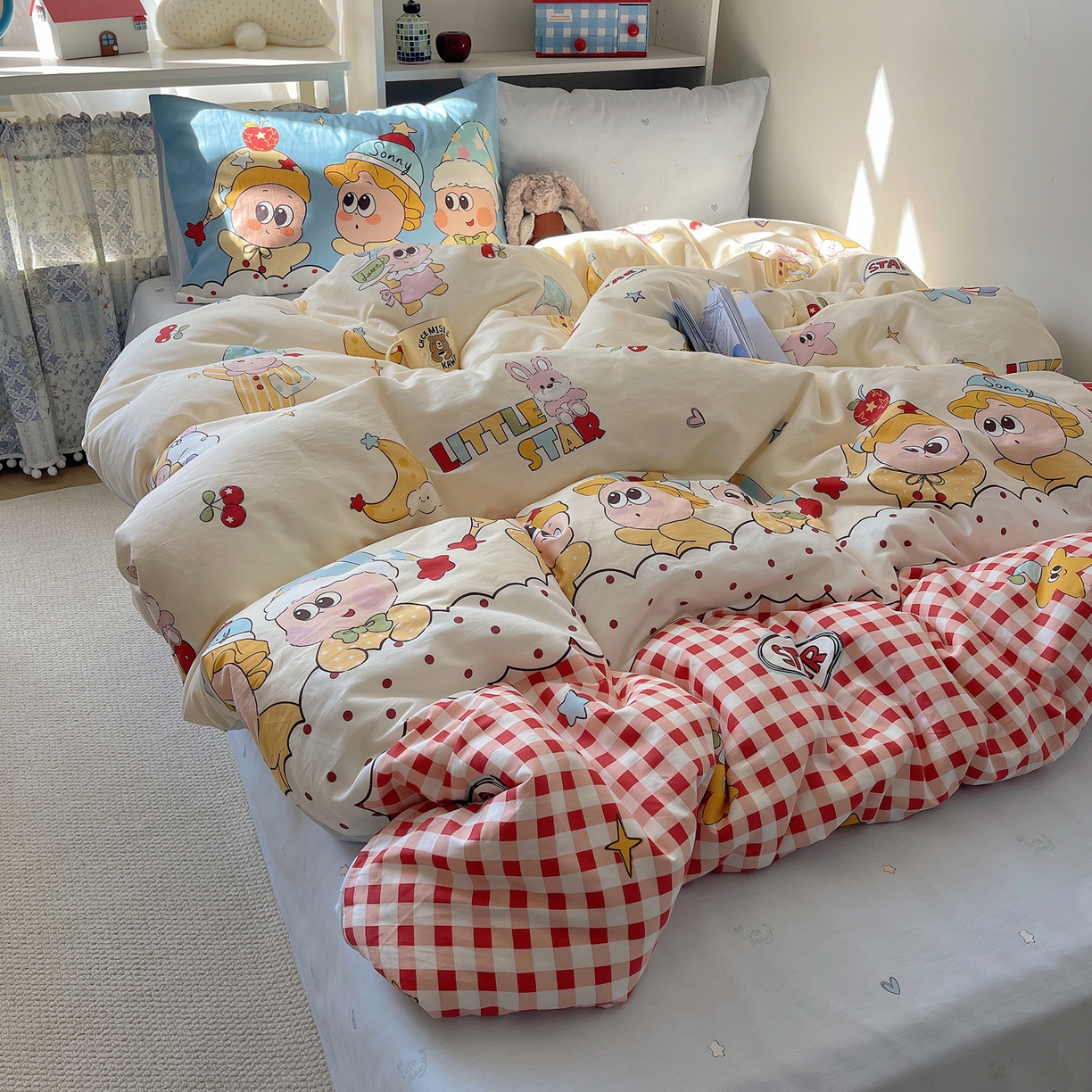 91家纺网 家纺一手货源 找家纺 栩裕纺织 2026新款全棉数码印花四件套 快乐伙伴