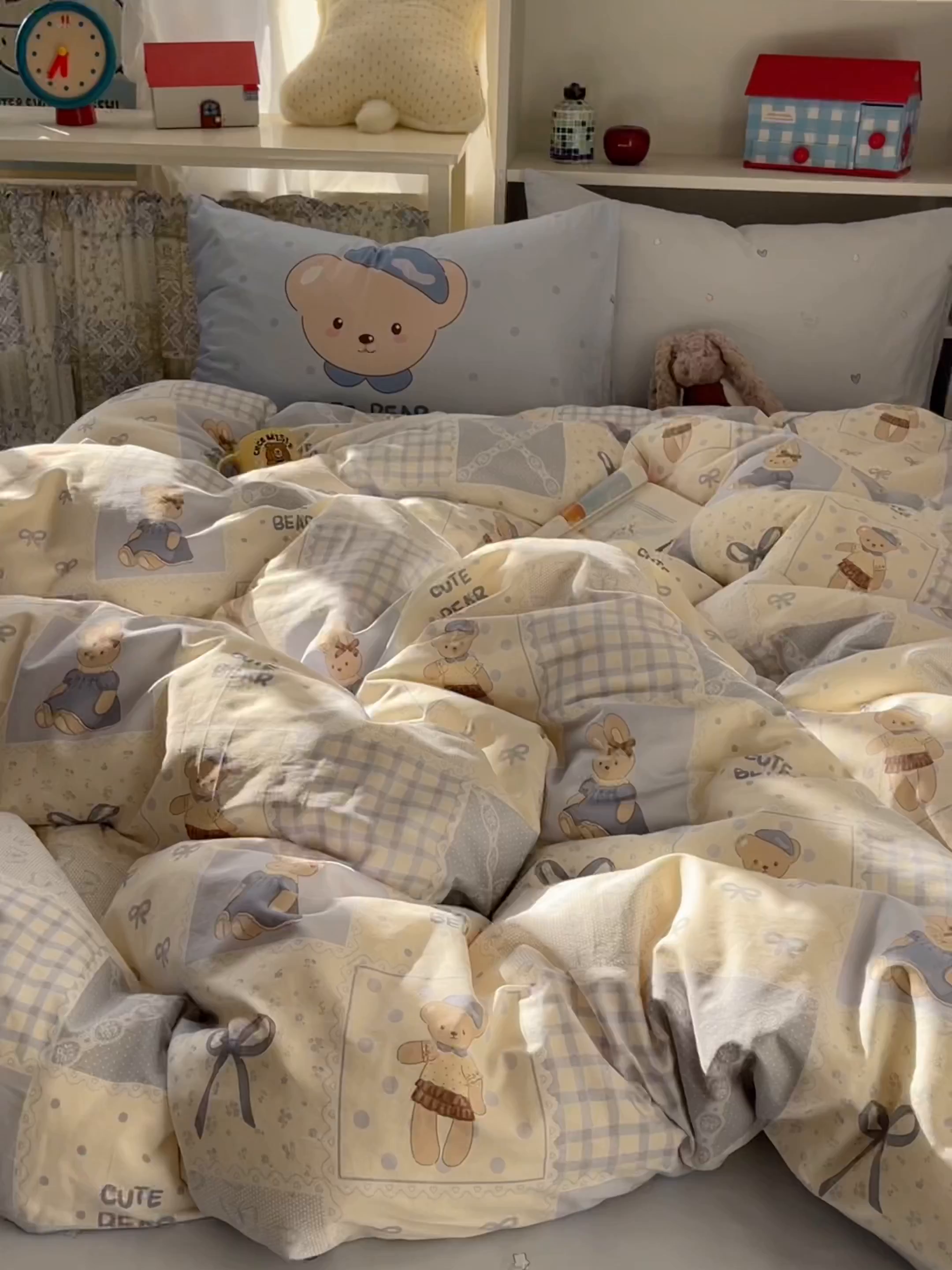 91家纺网 家纺一手货源 找家纺 栩裕纺织 2026新款全棉数码印花四件套 呆呆熊