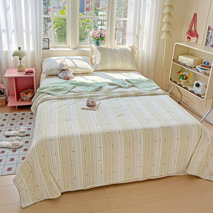 91家纺网 家纺一手货源 找家纺 卡普二店 2026新款A类锦氨凉感印花夏被四件套床盖凉席款--凉席床盖 抹茶序曲