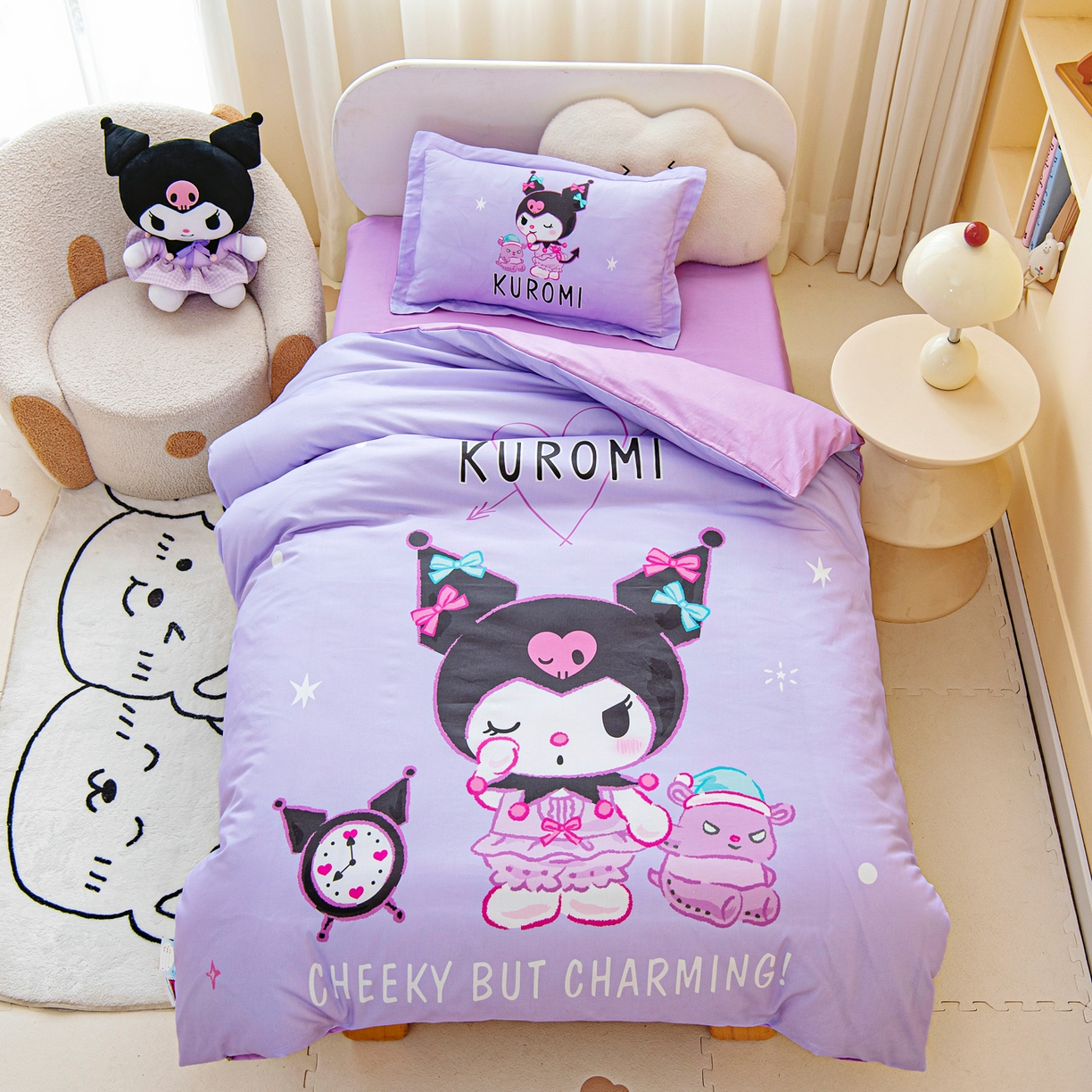 91家纺网 家纺一手货源 找家纺 （总）乐秀家纺 2026新款全棉A类大版定位幼儿园被子三件套卡通三丽鸥被套被芯六件套  