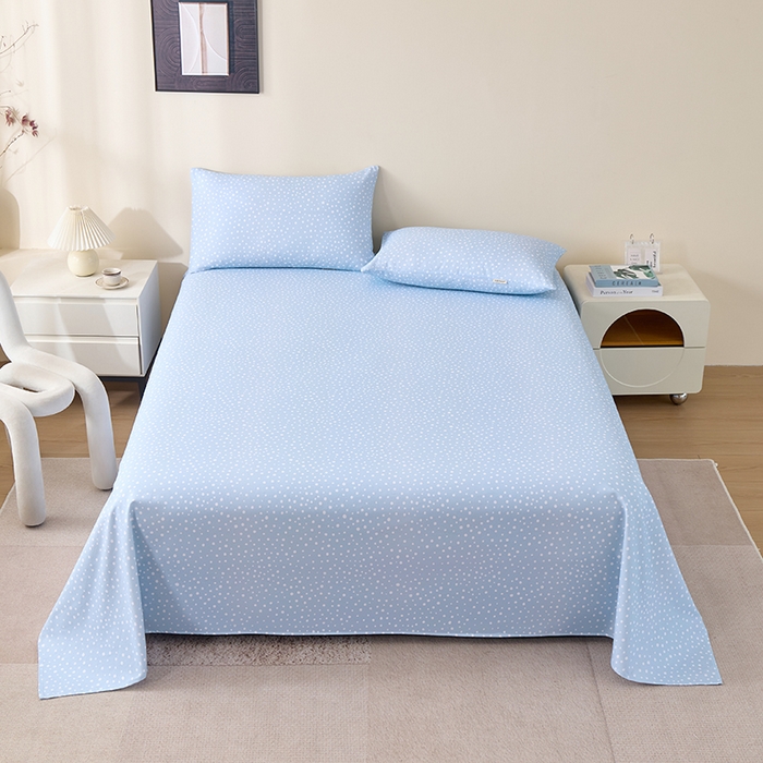 91家纺网 家纺一手货源 找家纺 居美良品 2026新款100%全棉A类新疆棉数码印花纯棉老粗布床单凉席二三件套 蓝湖梦境