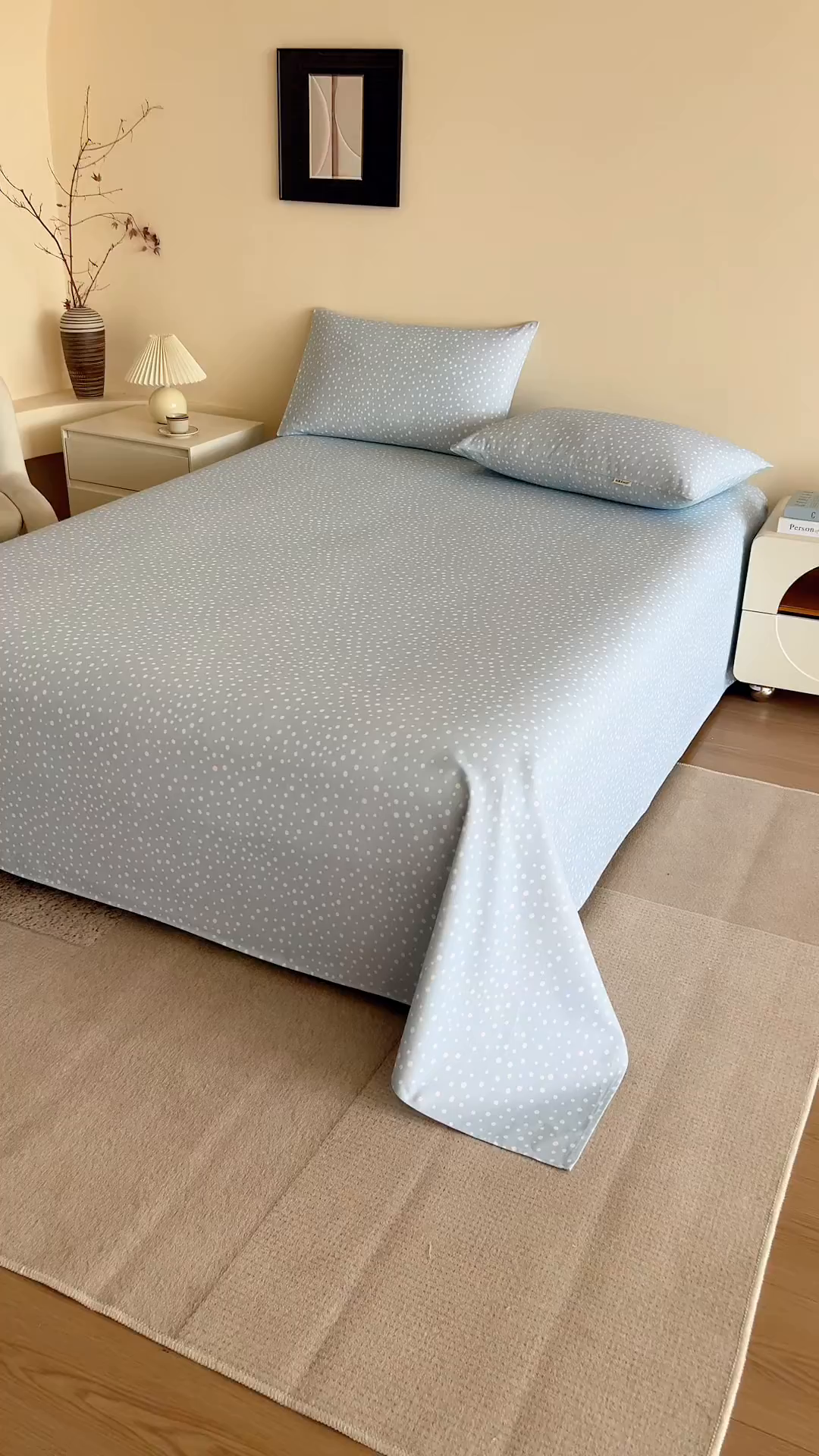 91家纺网 家纺一手货源 找家纺 居美良品 2026新款100%全棉A类新疆棉数码印花纯棉老粗布床单凉席二三件套 蓝湖梦境