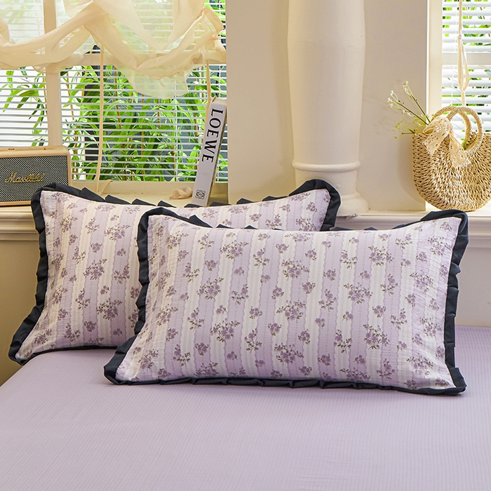 91家纺网 家纺一手货源 找家纺 人人爱家纺 2026新款赫本风花边夏被夏凉被空调被 半暖时光紫