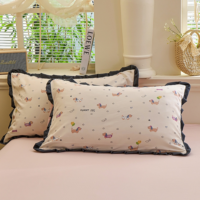 91家纺网 家纺一手货源 找家纺 人人爱家纺 2026新款赫本风花边夏被夏凉被空调被 狗狗乐园