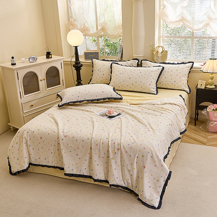 91家纺网 家纺一手货源 找家纺 人人爱家纺 2026新款赫本风花边夏被夏凉被空调被 梦幻星空