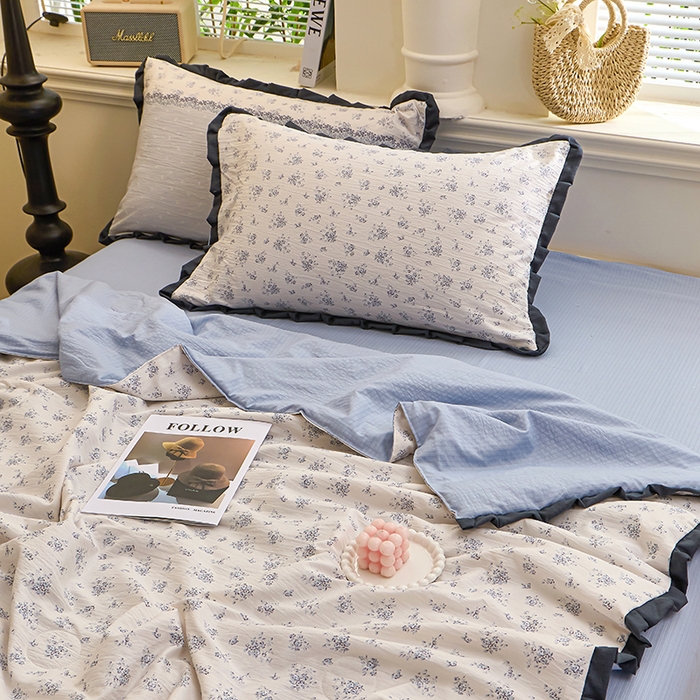 91家纺网 家纺一手货源 找家纺 人人爱家纺 2026新款赫本风花边夏被夏凉被空调被 兰黛