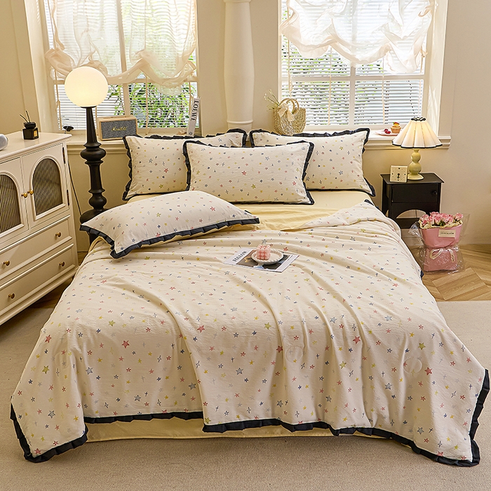 91家纺网 家纺一手货源 找家纺 人人爱家纺 2026新款赫本风花边夏被夏凉被空调被 梦幻星空