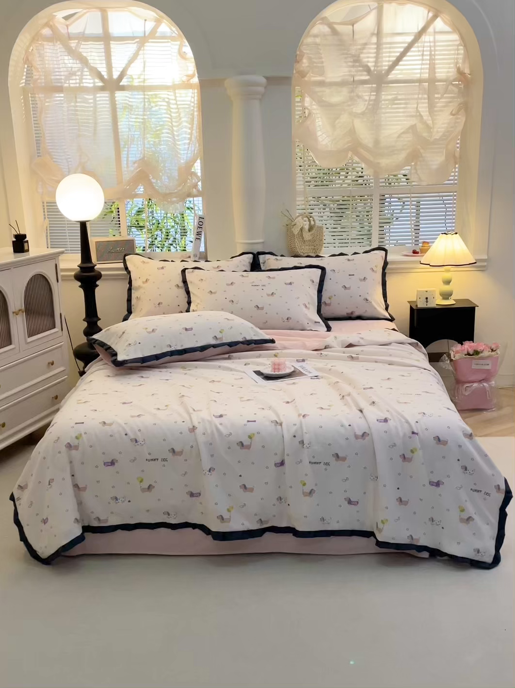 91家纺网 家纺一手货源 找家纺 人人爱家纺 2026新款赫本风花边夏被夏凉被空调被 狗狗乐园