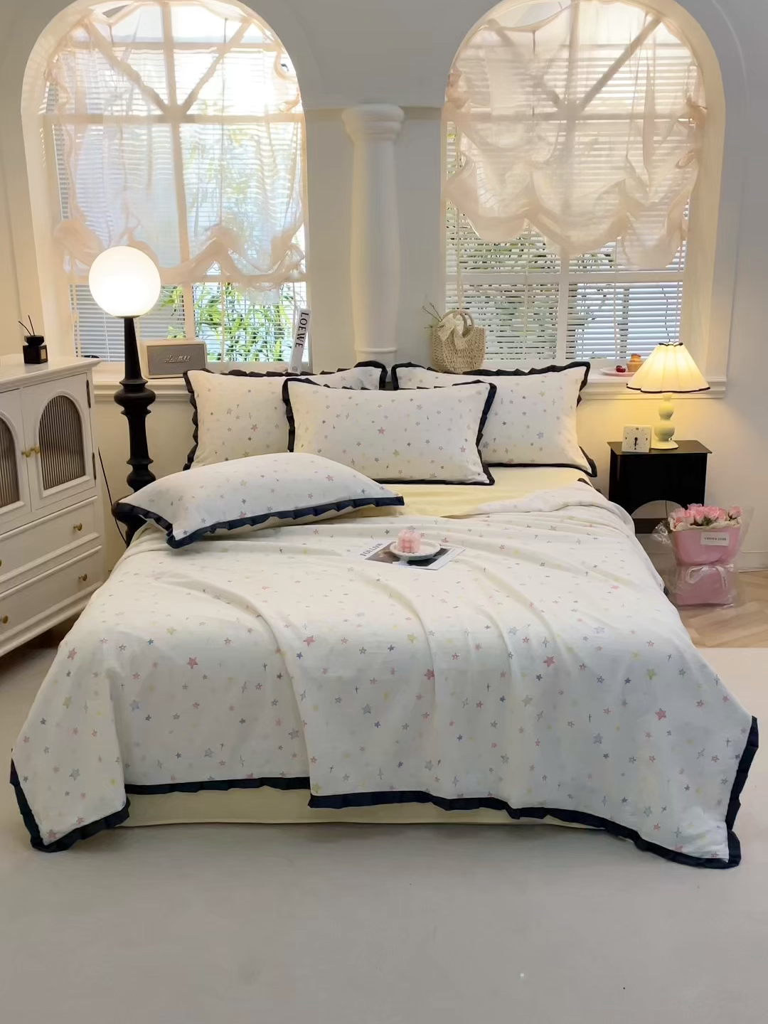 91家纺网 家纺一手货源 找家纺 人人爱家纺 2026新款赫本风花边夏被夏凉被空调被 梦幻星空