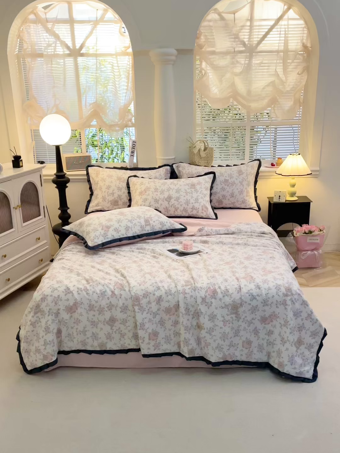 91家纺网 家纺一手货源 找家纺 人人爱家纺 2026新款赫本风花边夏被夏凉被空调被 花园里