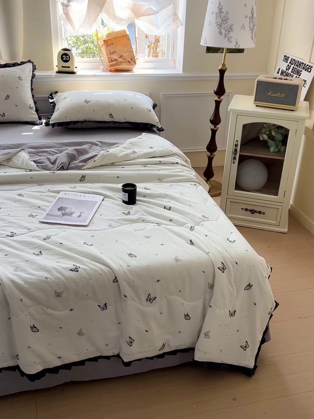 91家纺网 家纺一手货源 找家纺 人人爱家纺 2026新款赫本风花边夏被夏凉被空调被 蝴蝶梦