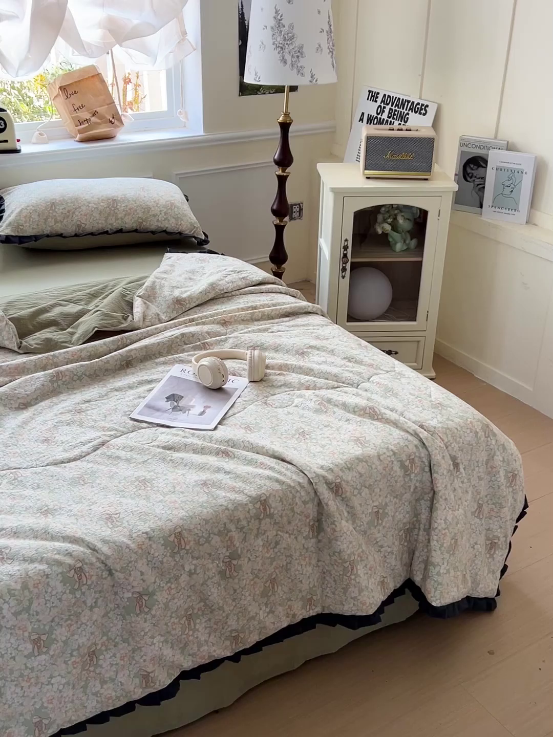 91家纺网 家纺一手货源 找家纺 人人爱家纺 2026新款赫本风花边夏被夏凉被空调被 花束绿