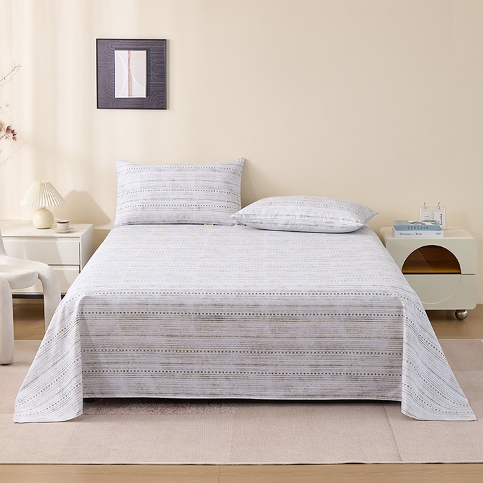 91家纺网 家纺一手货源 找家纺 居美良品 2026新款100%全棉A类新疆棉数码印花纯棉老粗布床单凉席二三件套 时光告白