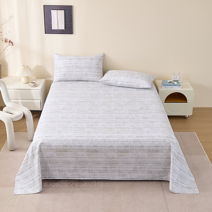 91家纺网 家纺一手货源 找家纺 居美良品 2026新款100%全棉A类新疆棉数码印花纯棉老粗布床单凉席二三件套 时光告白