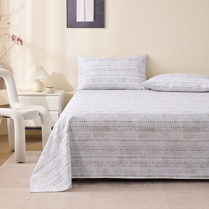 91家纺网 家纺一手货源 找家纺 居美良品 2026新款100%全棉A类新疆棉数码印花纯棉老粗布床单凉席二三件套 时光告白