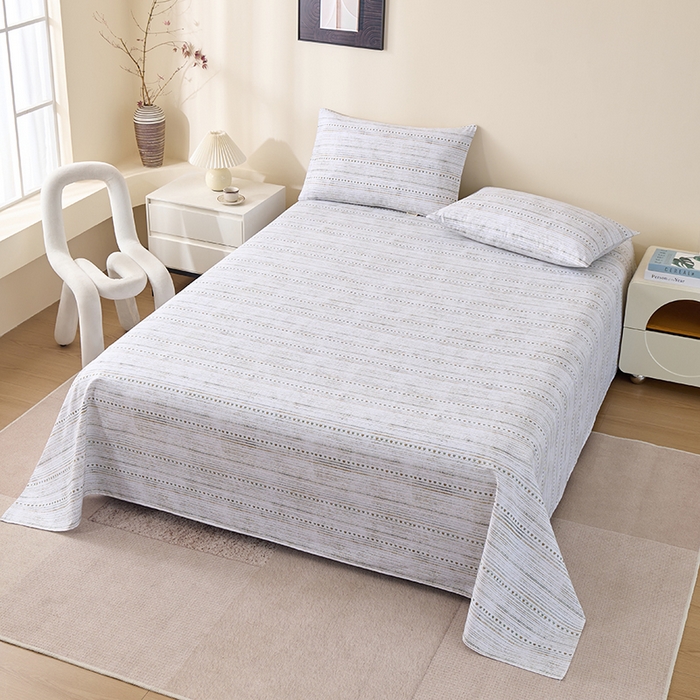 91家纺网 家纺一手货源 找家纺 居美良品 2026新款100%全棉A类新疆棉数码印花纯棉老粗布床单凉席二三件套 时光告白