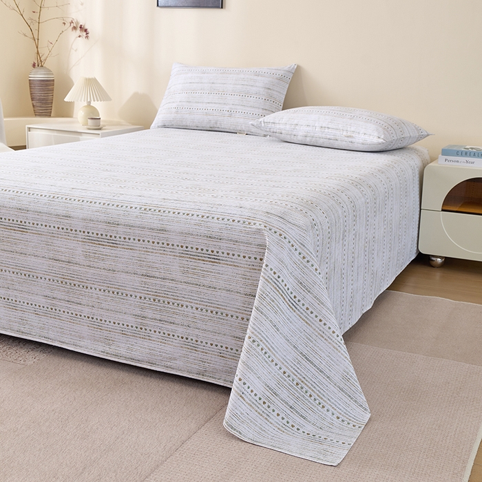 91家纺网 家纺一手货源 找家纺 居美良品 2026新款100%全棉A类新疆棉数码印花纯棉老粗布床单凉席二三件套 时光告白