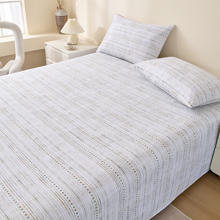 91家纺网 家纺一手货源 找家纺 居美良品 2026新款100%全棉A类新疆棉数码印花纯棉老粗布床单凉席二三件套 时光告白