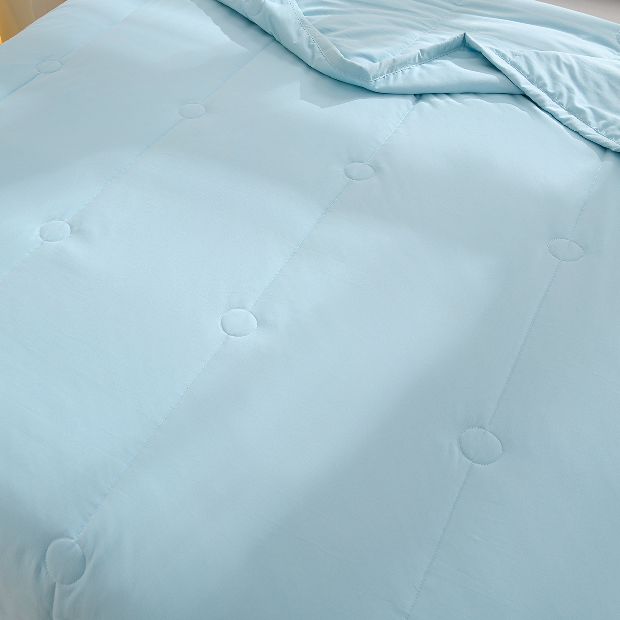 91家纺网 家纺一手货源 找家纺 羽涵家纺 2026新款磨毛水洗棉夏被夏凉被空调被 海盐蓝