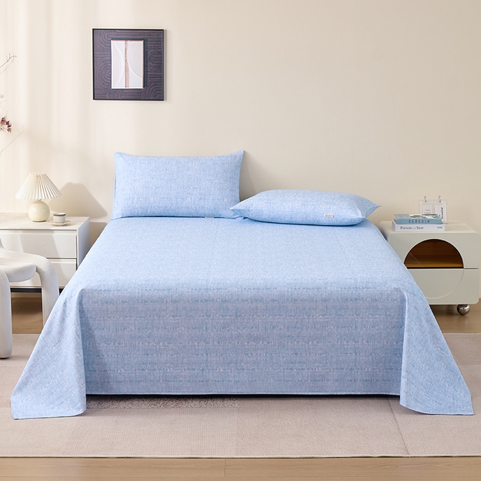 91家纺网 家纺一手货源 找家纺 居美良品 2026新款100%全棉A类新疆棉数码印花纯棉老粗布床单凉席二三件套 云影蓝烟