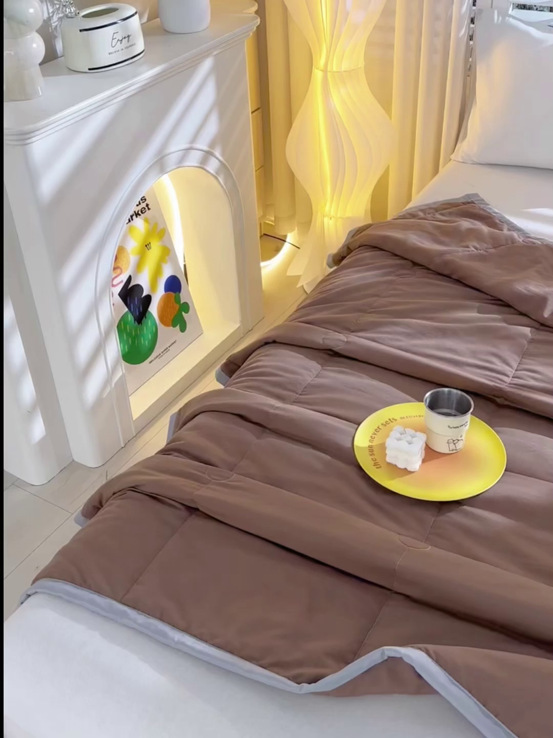 91家纺网 家纺一手货源 找家纺 羽涵家纺 2026新款磨毛水洗棉夏被夏凉被空调被 焦糖咖