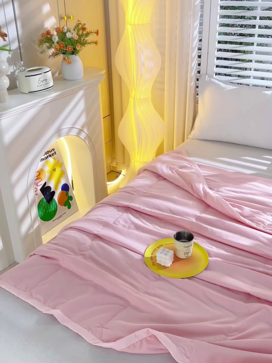 91家纺网 家纺一手货源 找家纺 羽涵家纺 2026新款磨毛水洗棉夏被夏凉被空调被 蜜桃粉