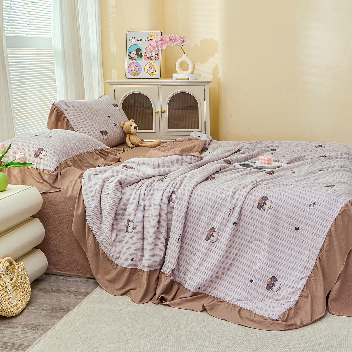 91家纺网 家纺一手货源 找家纺 （总）人人爱家纺 2026新款泡芙纱欧式夏被夏凉被空调被四件套