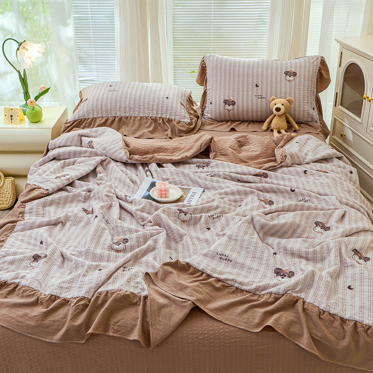 91家纺网 家纺一手货源 找家纺 （总）人人爱家纺 2026新款泡芙纱欧式夏被夏凉被空调被四件套