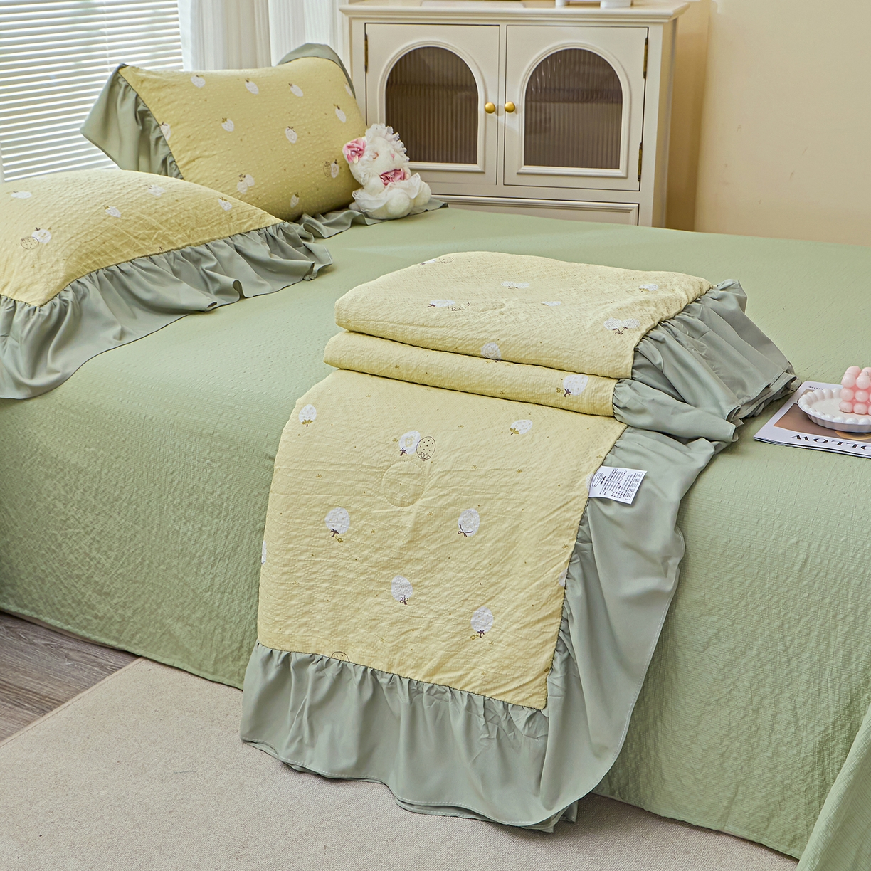 91家纺网 家纺一手货源 找家纺 （总）人人爱家纺 2026新款泡芙纱欧式夏被夏凉被空调被四件套