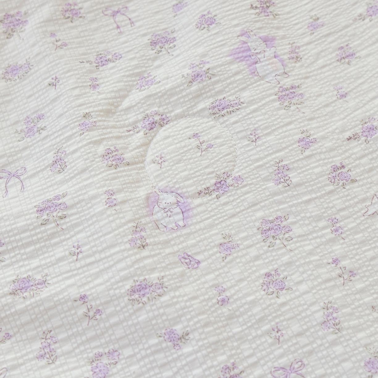 91家纺网 家纺一手货源 找家纺 人人爱家纺 2026新款泡芙纱欧式夏被夏凉被空调被四件套 紫色花语