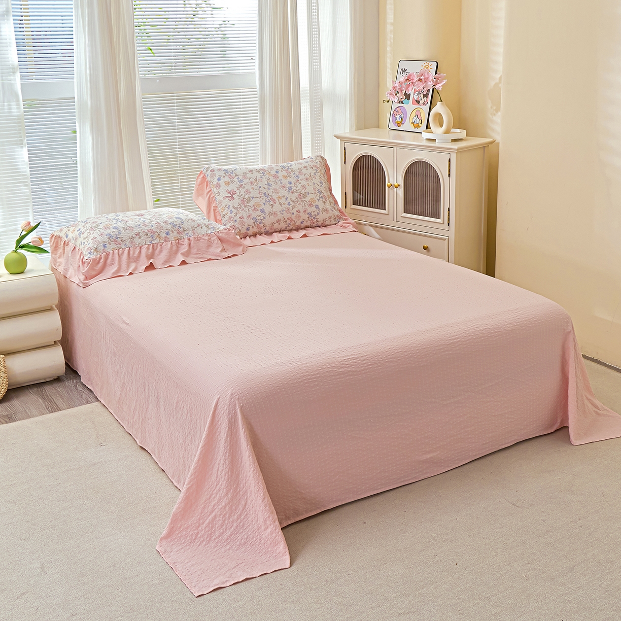 91家纺网 家纺一手货源 找家纺 人人爱家纺 2026新款泡芙纱欧式夏被夏凉被空调被四件套 诗意柔