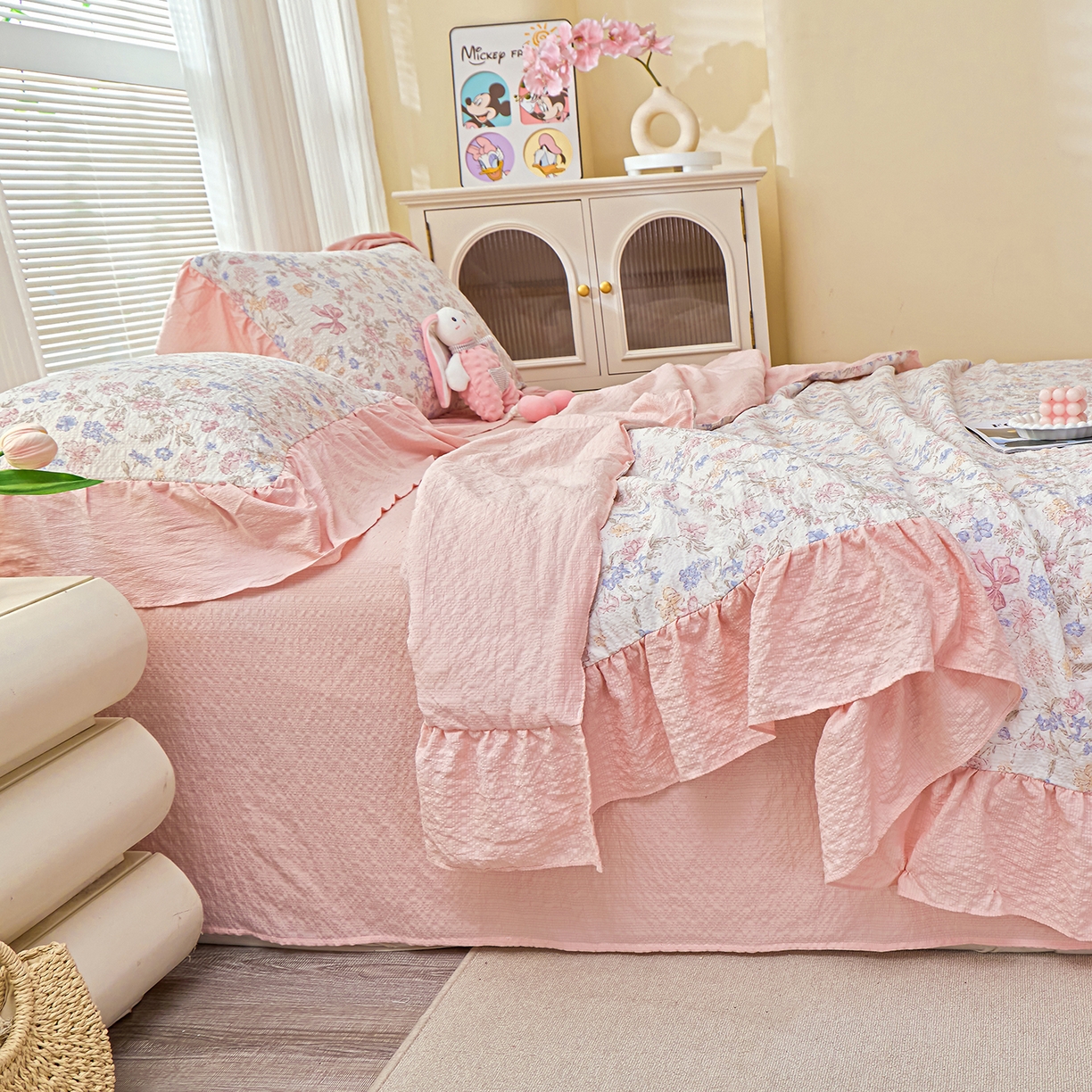 91家纺网 家纺一手货源 找家纺 人人爱家纺 2026新款泡芙纱欧式夏被夏凉被空调被四件套 诗意柔