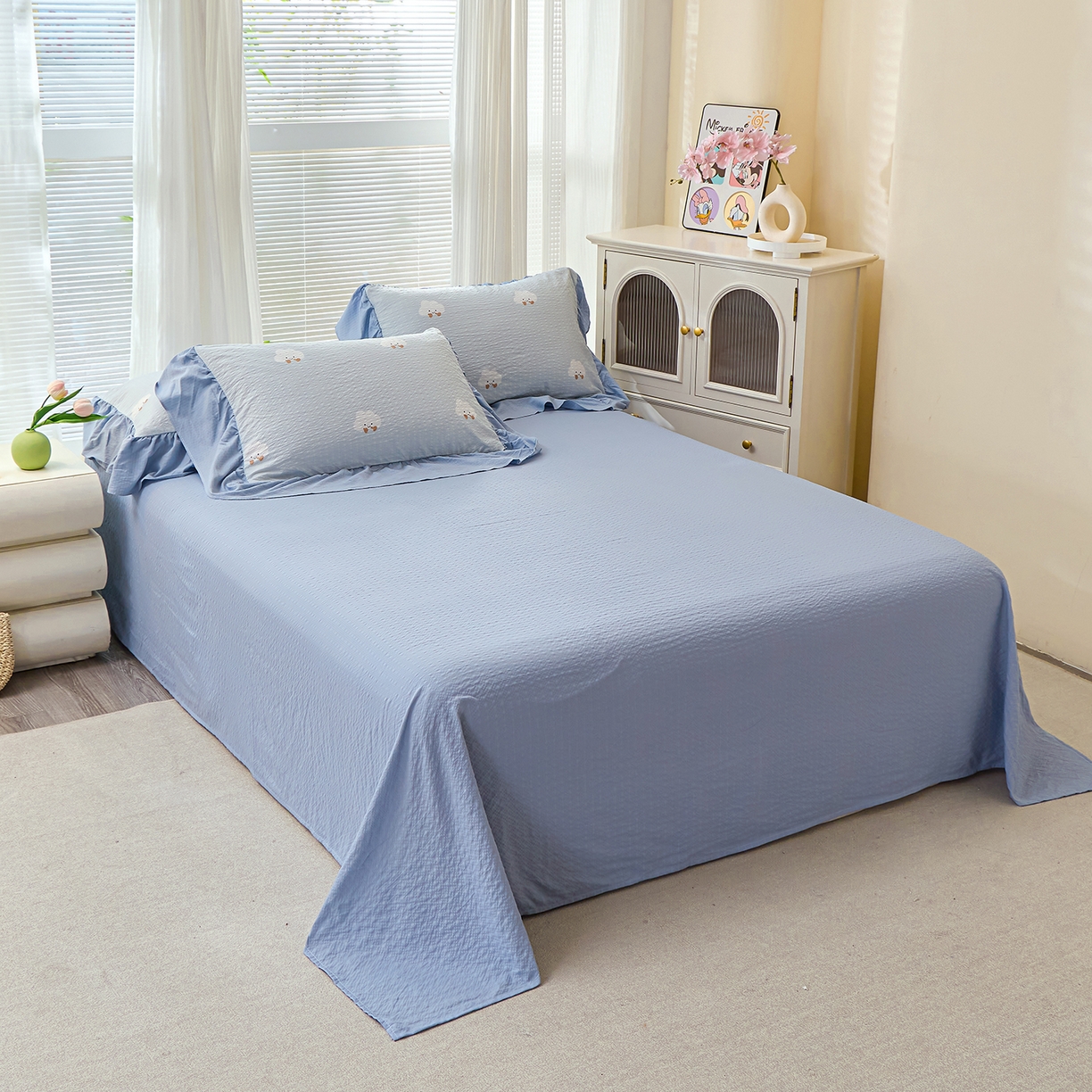 91家纺网 家纺一手货源 找家纺 人人爱家纺 2026新款泡芙纱欧式夏被夏凉被空调被四件套 泡芙云朵