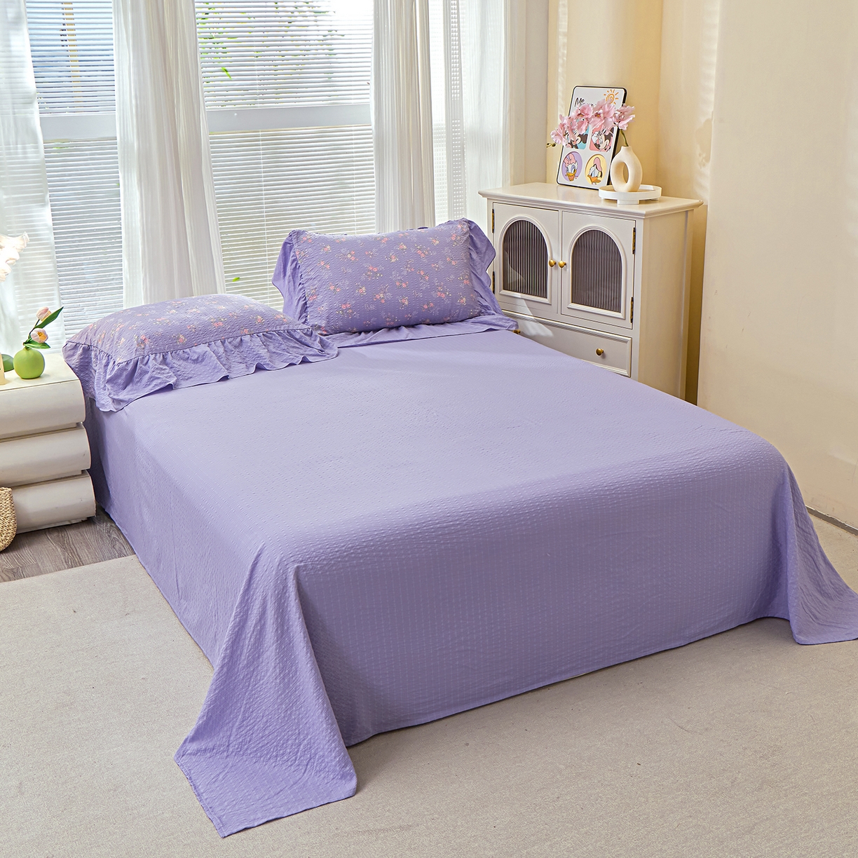 91家纺网 家纺一手货源 找家纺 人人爱家纺 2026新款泡芙纱欧式夏被夏凉被空调被四件套 水云间