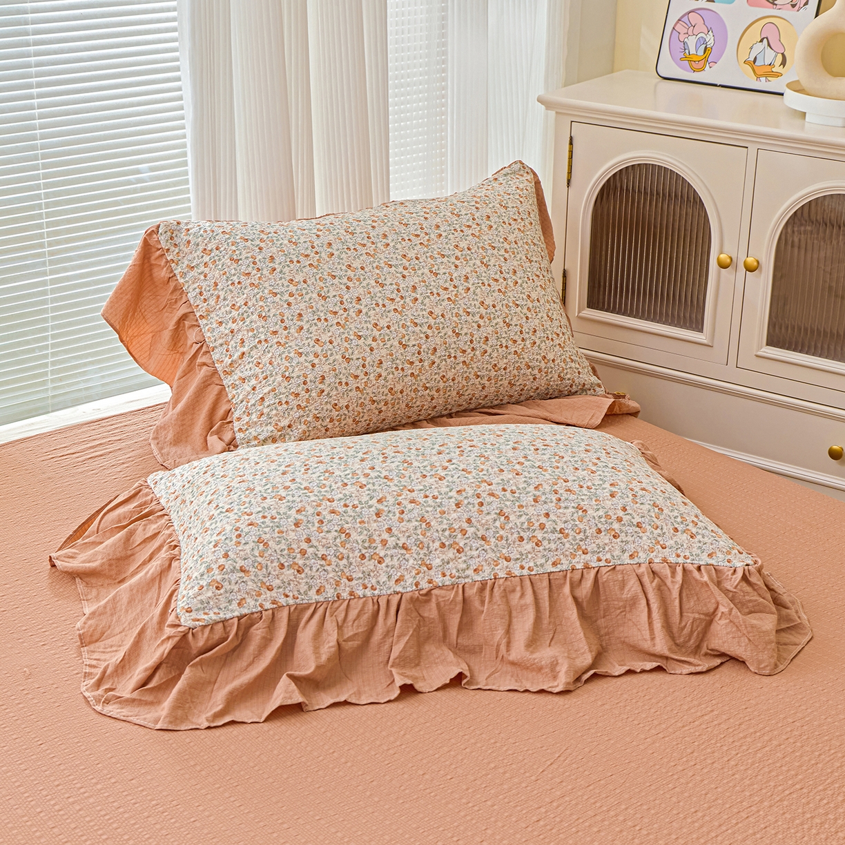 91家纺网 家纺一手货源 找家纺 人人爱家纺 2026新款泡芙纱欧式夏被夏凉被空调被四件套 浪漫樱桃